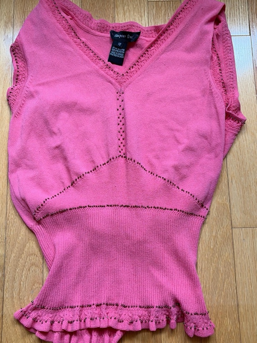 Vintage Chapter one Beaded coral top